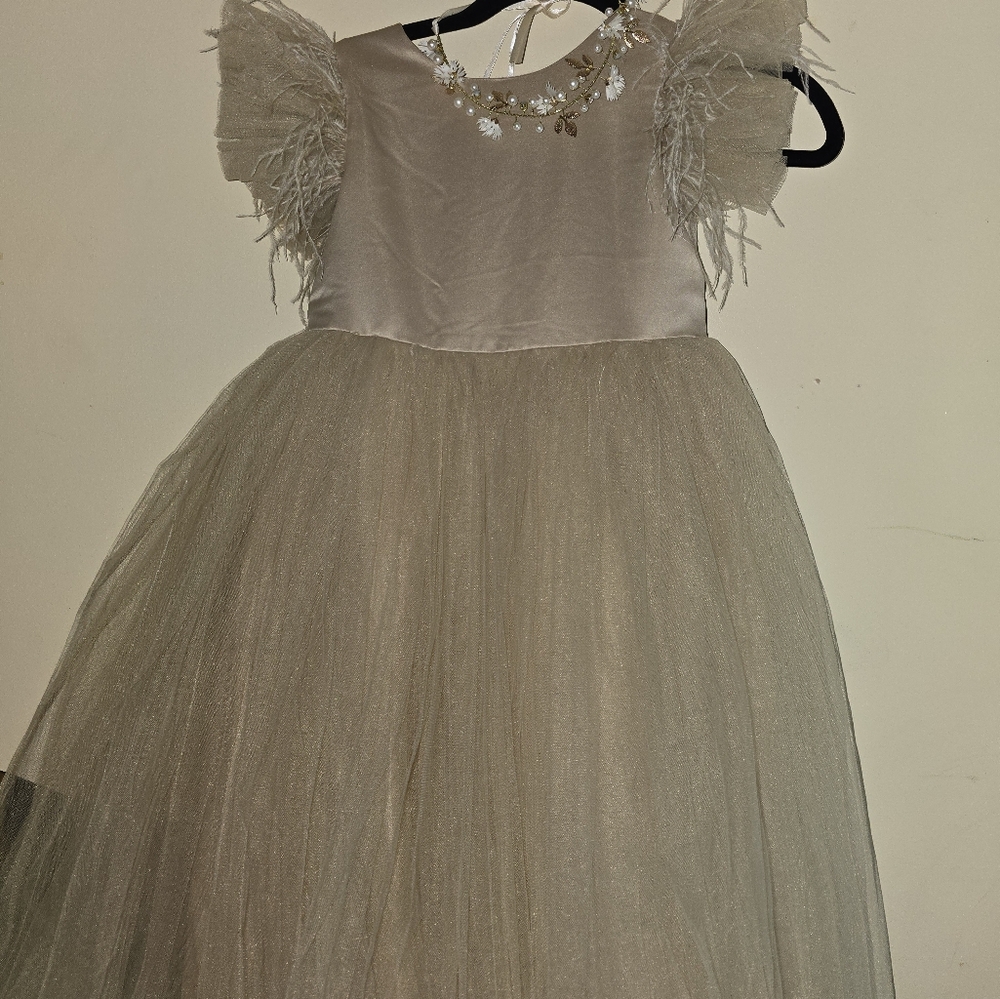 Beautiful dress champagne junior bridesmaid/flower girls dress